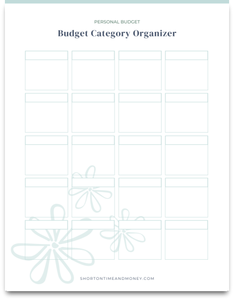 Free Printable Budget Category Organizer @ Short on Time and Money
